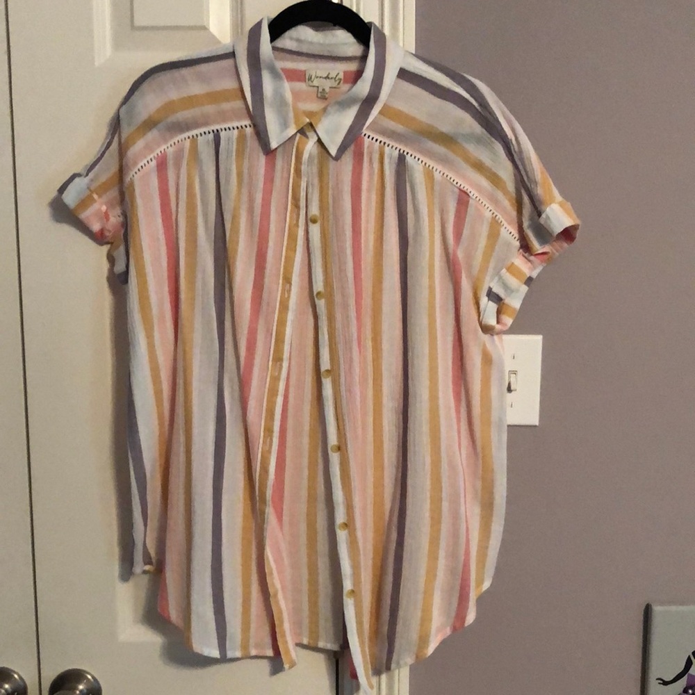 EUC Pastel Stripe Button Down Cotton Shirt